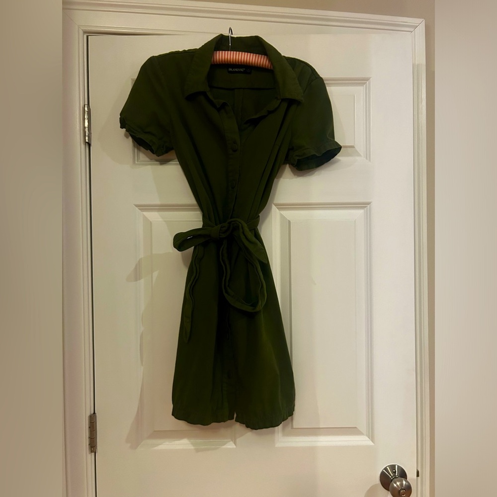 Blank NYC Army Green Button Up Mini Dress Size Small